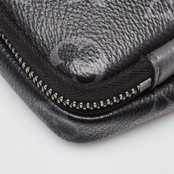 Louis Vuitton Monogram Eclipse Canvas Double Phone Pouch Crossbody Bag - Picture 4 of 12